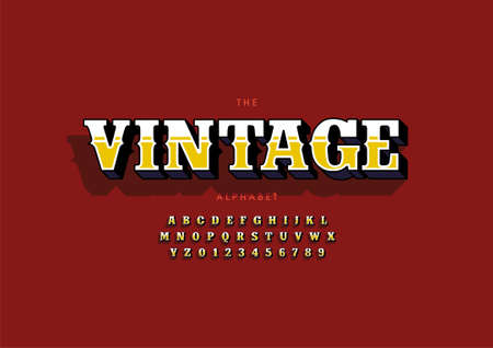 Vector of stylized vintage alphabet and fontのイラスト素材