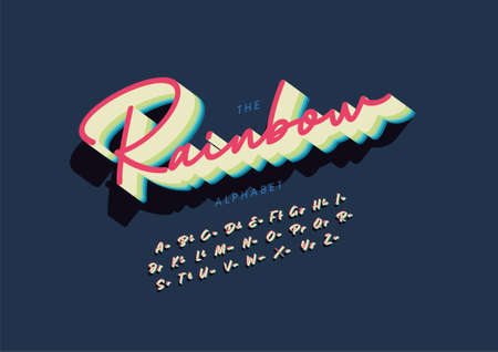 Vector of stylized rainbow alphabet and fontのイラスト素材