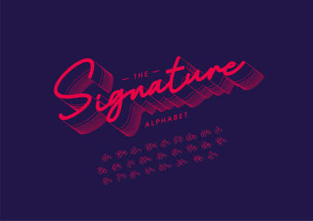 Vector of stylized signature alphabet and fontのイラスト素材