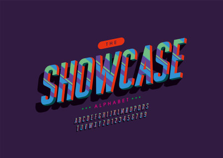 Vector of stylized showcase alphabet and fontのイラスト素材