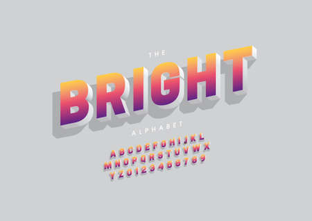 Vector of stylized bright alphabet and fontのイラスト素材