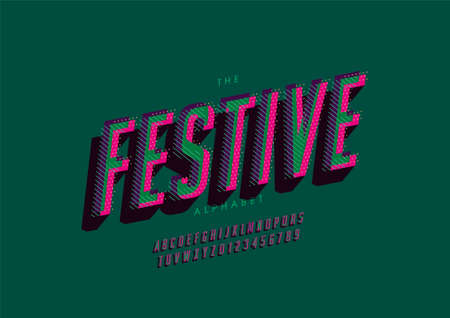 Stylized festive alphabet and fontのイラスト素材