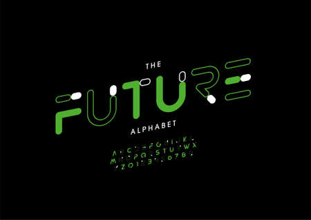 Vector of stylized future alphabet and fontのイラスト素材