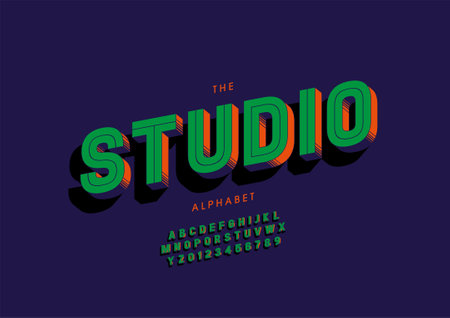Vector of stylized studio alphabet and fontのイラスト素材