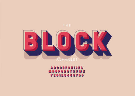 Vector of stylized block alphabet and fontのイラスト素材