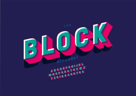 Vector of stylized block alphabet and fontのイラスト素材