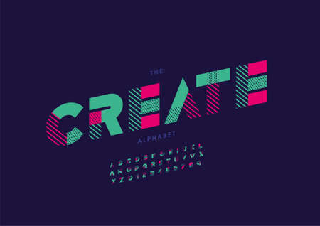 Vector of stylized create alphabet and font
