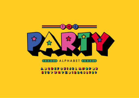 Vector of stylized party alphabet and fontのイラスト素材