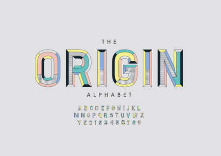 Vector of stylized origin alphabet and fontのイラスト素材