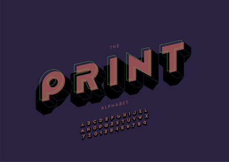 Vector of stylized print alphabet and fontのイラスト素材