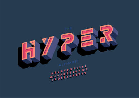 Vector of stylized hyper alphabet and fontのイラスト素材