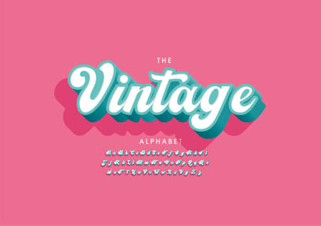 Vector of stylized vintage alphabet and fontのイラスト素材