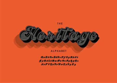 Vector of stylized heritage alphabet and fontのイラスト素材