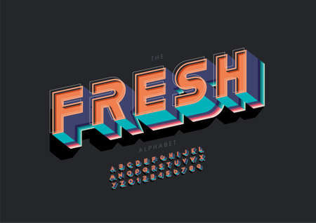 Vector of stylized fresh alphabet and font