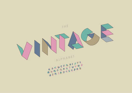 Vector of stylized vintage alphabet and fontのイラスト素材