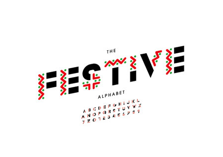 Vector of stylized festive alphabet and fontのイラスト素材
