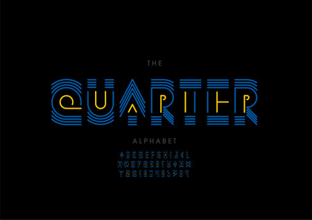 Vector of stylized quarter alphabet and fontのイラスト素材