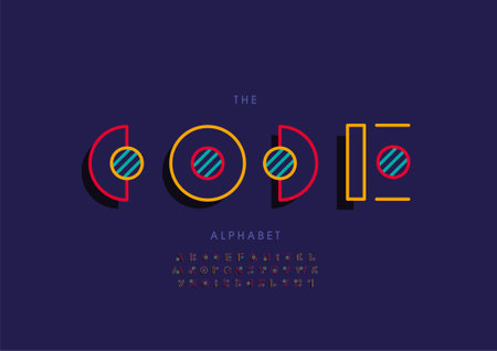 Vector of stylized code alphabet and fontのイラスト素材