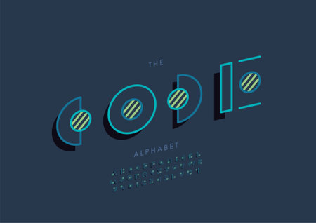 Vector of stylized code alphabet and fontのイラスト素材