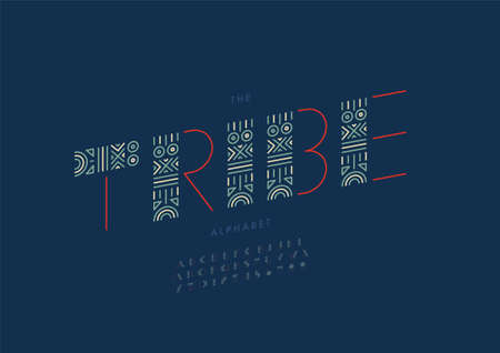 Vector of stylized tribe alphabet and fontのイラスト素材