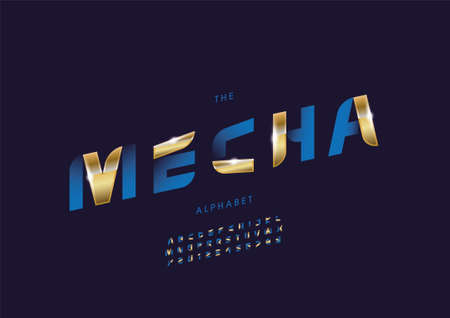Vector of stylized mecha alphabet and fontのイラスト素材