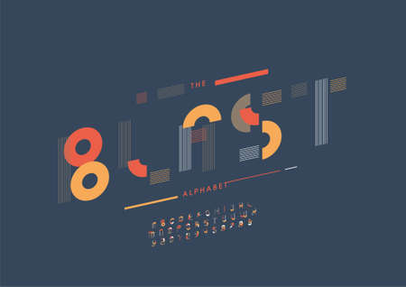 Vector of stylized blast alphabet and fontのイラスト素材