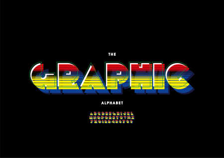 Vector of stylized graphic alphabet and fontのイラスト素材