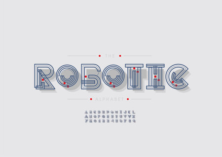 Vector of stylized robotic alphabet and fontのイラスト素材