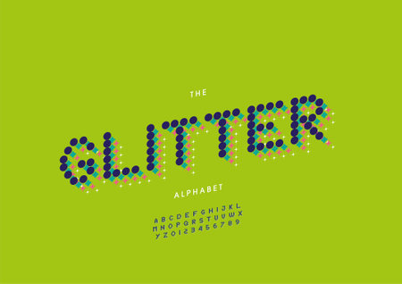 Vector of stylized glitter alphabet and fontのイラスト素材