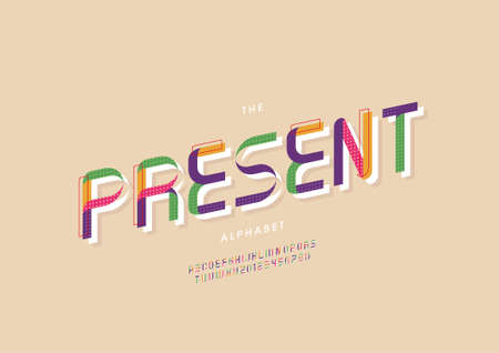 Vector of stylized present alphabet and fontのイラスト素材