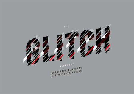 Vector of stylized glitch alphabet and fontのイラスト素材