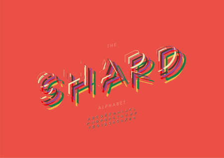 Vector of stylized shard alphabet and fontのイラスト素材