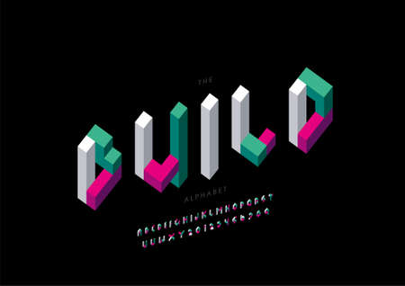 Vector of stylized build alphabet and fontのイラスト素材