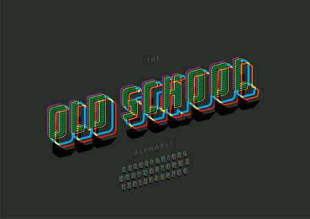Vector of stylized old school alphabet and fontのイラスト素材