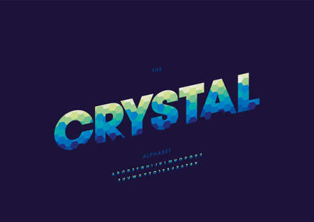 Vector of stylized crystal alphabet and fontのイラスト素材