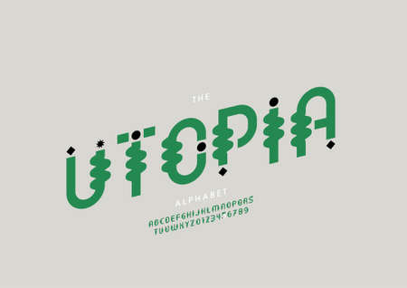 Vector of stylized utopia alphabet and fontのイラスト素材