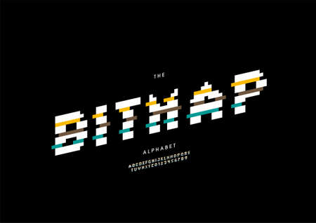 Vector of stylized bitmap alphabet and fontのイラスト素材