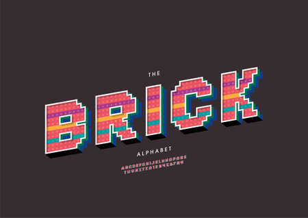 Vector of stylized brick alphabet and fontのイラスト素材