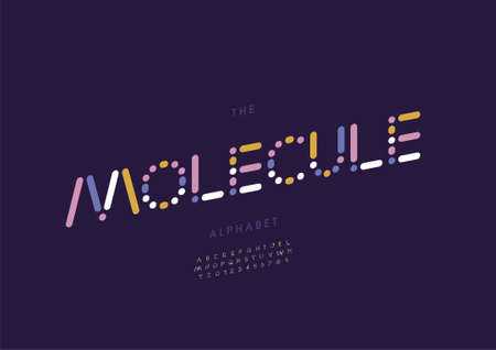 Vector of stylized molecule alphabet and fontのイラスト素材