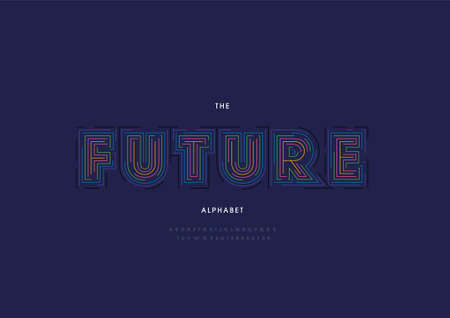 Vector of stylized future alphabet and fontのイラスト素材