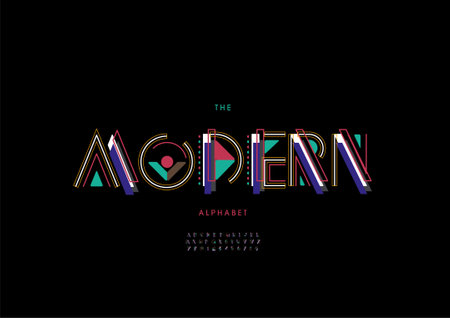 Vector of stylized modern alphabet and fontのイラスト素材