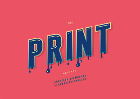 Vector of stylized print alphabet and fontのイラスト素材