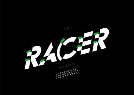 Vector of stylized racer alphabet and fontのイラスト素材