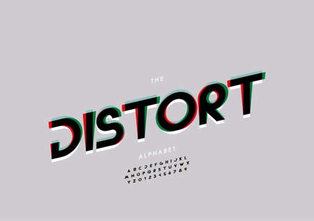 Vector of stylized distort alphabet and fontのイラスト素材