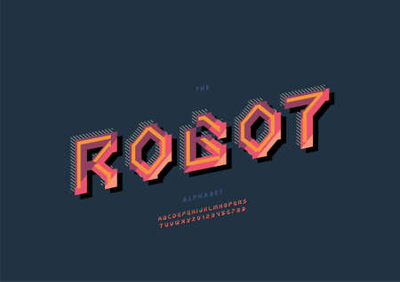 Vector of stylized robot alphabet and fontのイラスト素材