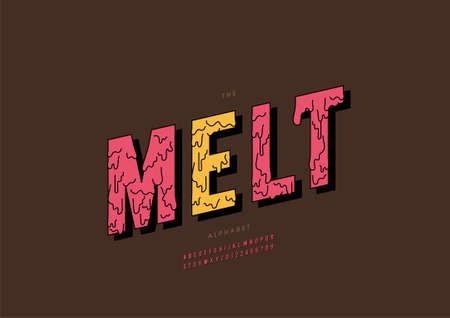 Vector of stylized melt alphabet and fontのイラスト素材