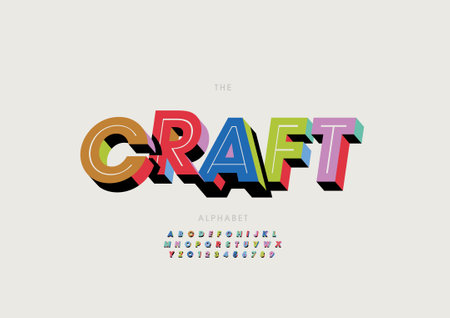 Vector of stylized craft alphabet and fontのイラスト素材