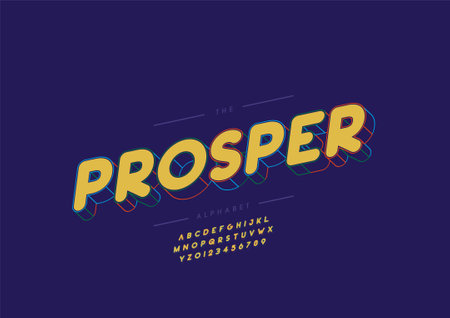Vector of stylized prosper alphabet and fontのイラスト素材