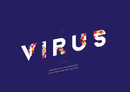 Vector of stylized virus alphabet and fontのイラスト素材