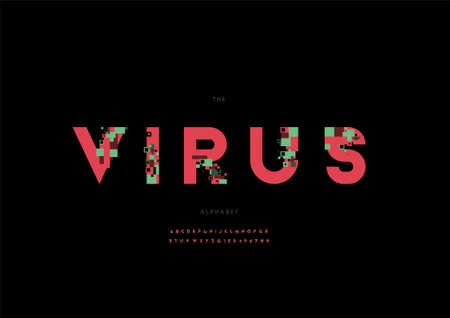 Vector of stylized virus alphabet and fontのイラスト素材